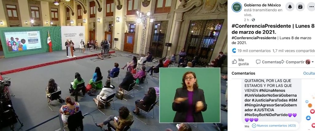 Mujeres protestan de forma virtual en el Día Internacional de la Mujer.