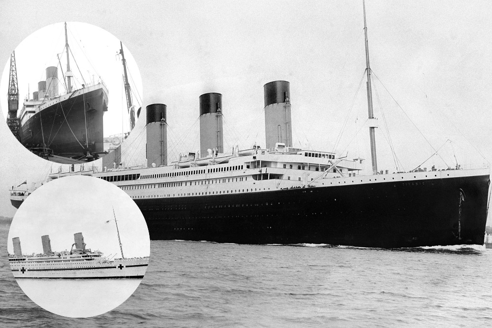 En el centro está el Titanic y en los círculos, sus hermanos En el centro está el Titanic y en los círculos, sus hermanos