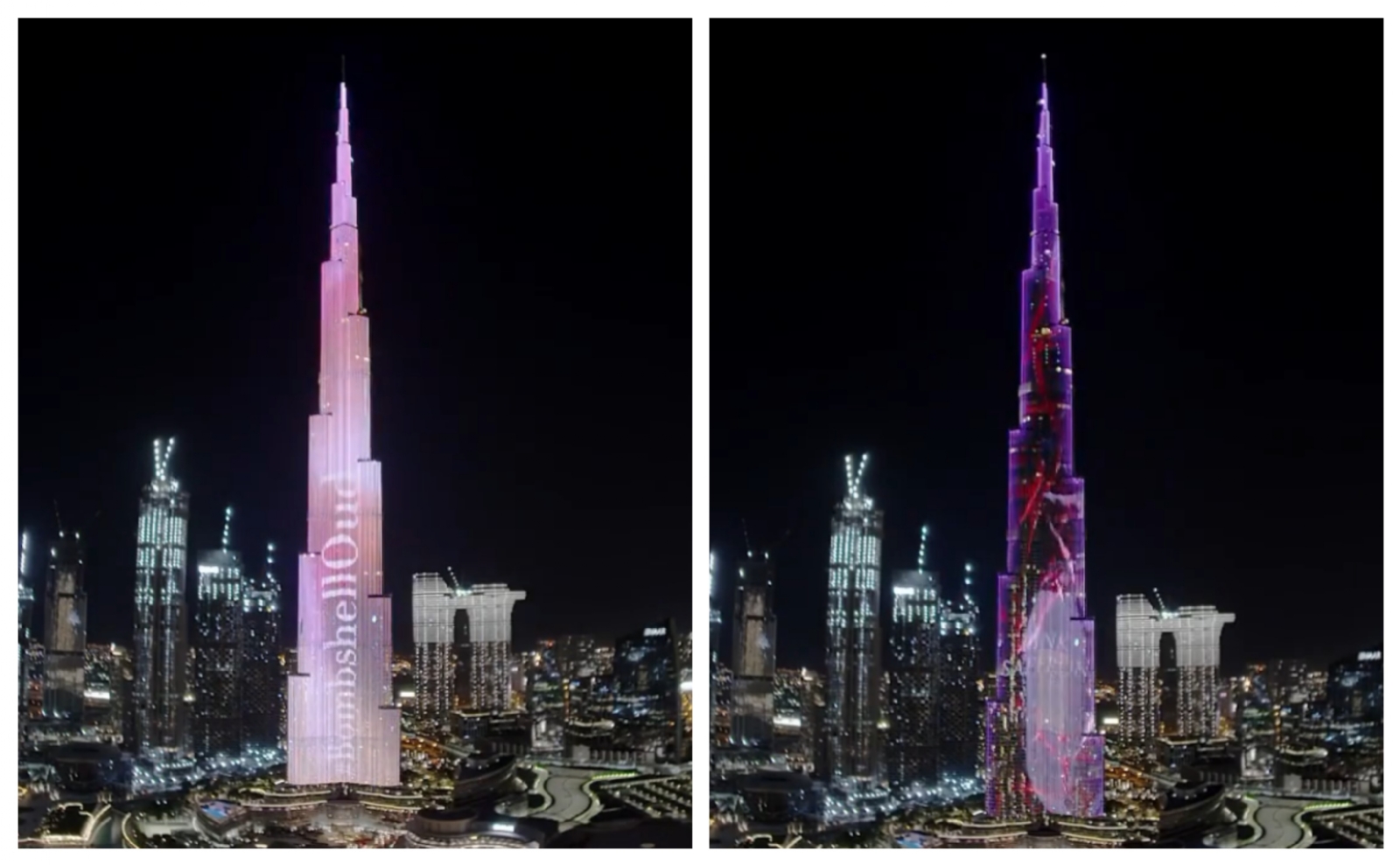 El Burj Khalifa, iluminado por el show de luces El Burj Khalifa, iluminado por el show de luces