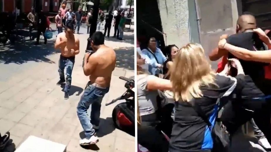Un policía que estaba en el lugar no pudo hacer nada para evitar la trifulca