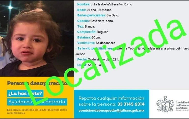 Localizan a Julia, una de los menores de la familia desaparecida en Jalisco