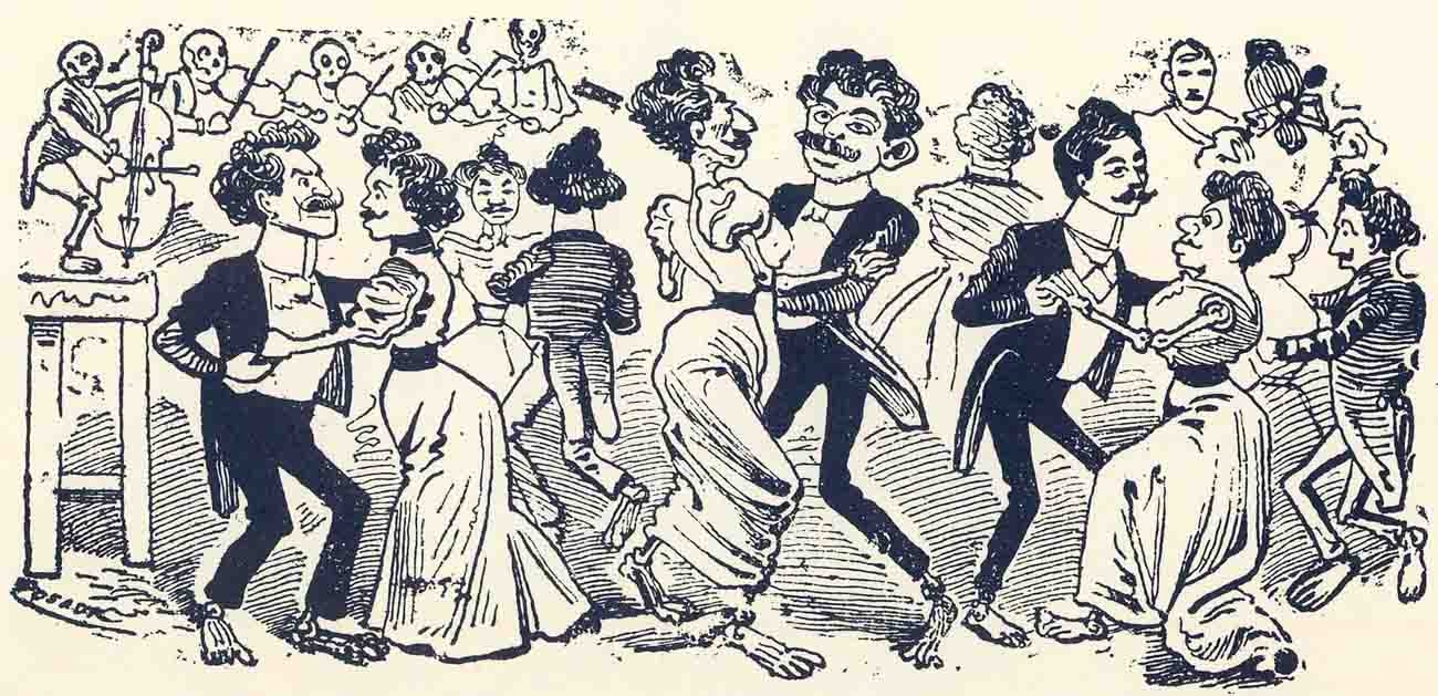 Grabado de José Guadalupe Posada sobre el 'baile de los 41'