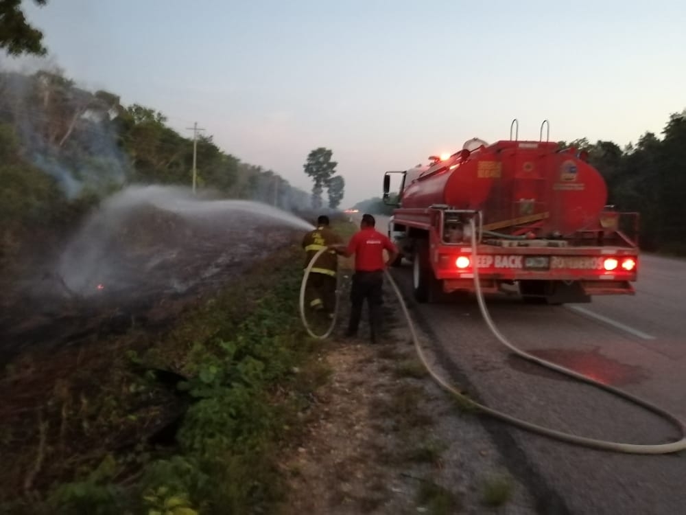 Incendio consume al menos un kilómetro de vegetación en Felipe Carrillo Puerto
