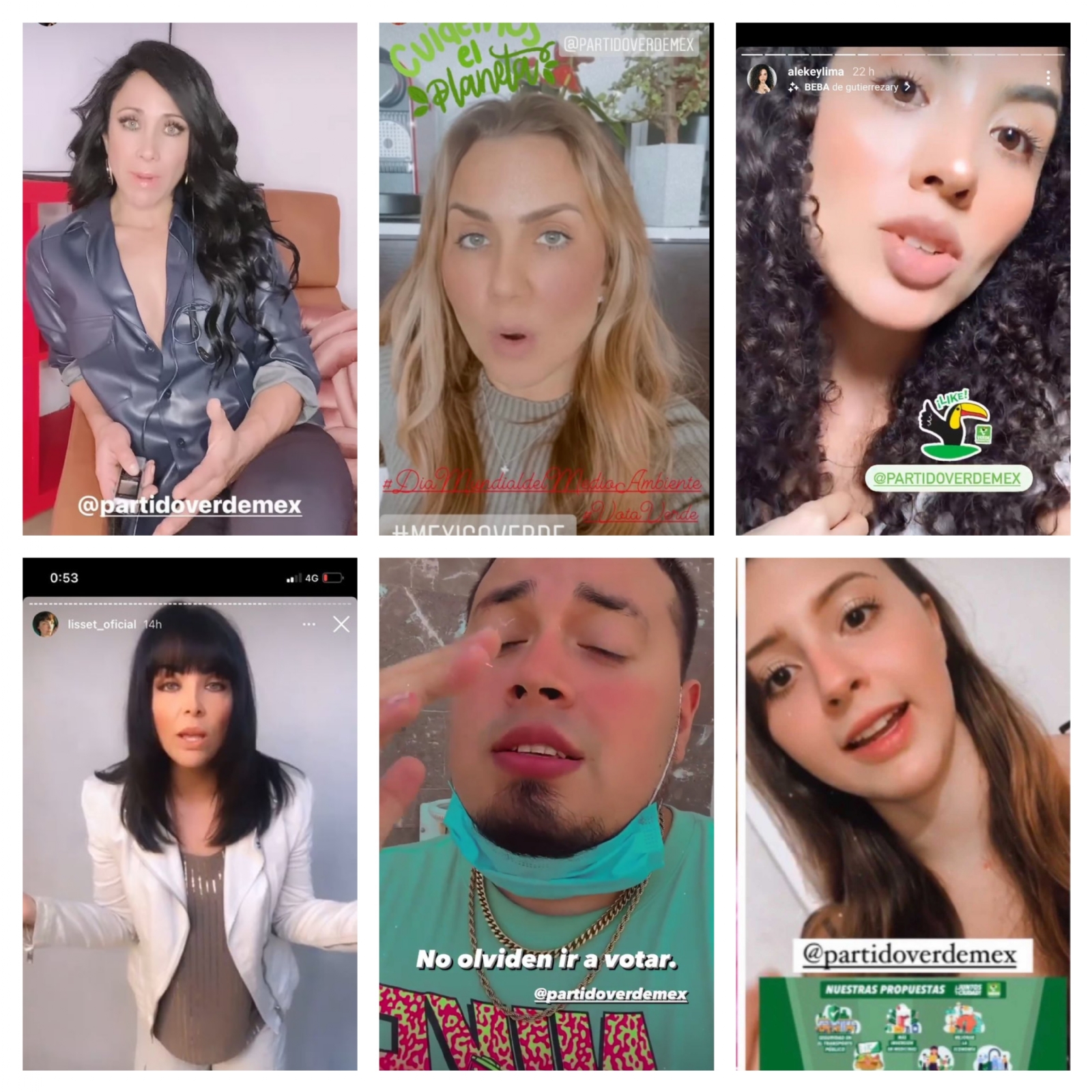 Algunos de los influencers que llamaron a votar por el PVEM