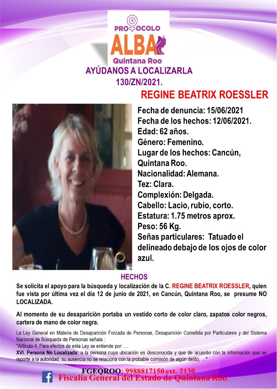 La FGE pide a la población que se comuniquen al número 99-88-81-71-50 ext. 2130 en caso de tener rastros de su paradero