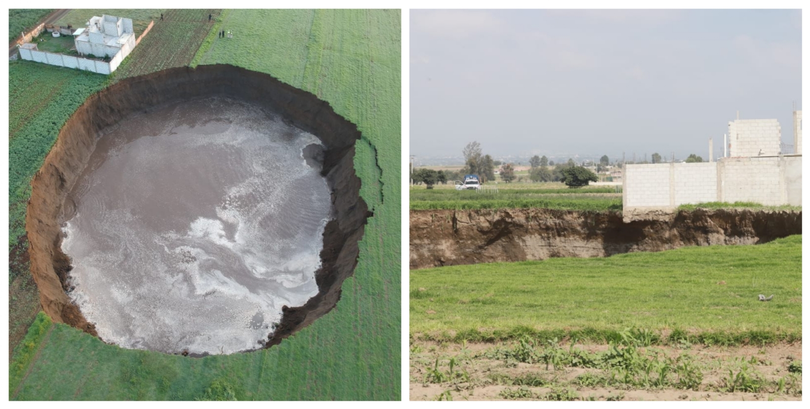 Socavón gigante en Puebla aumenta su tamaño en las últimas 24 horas