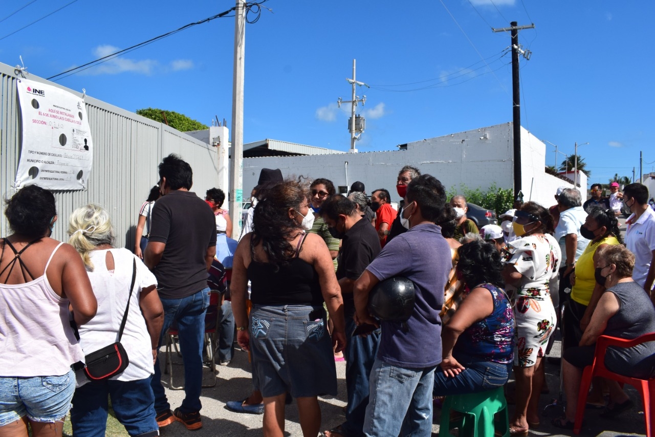 Durante la jornada electoral de este 6 de junio, se registraron largas filas en el municipio de Progreso