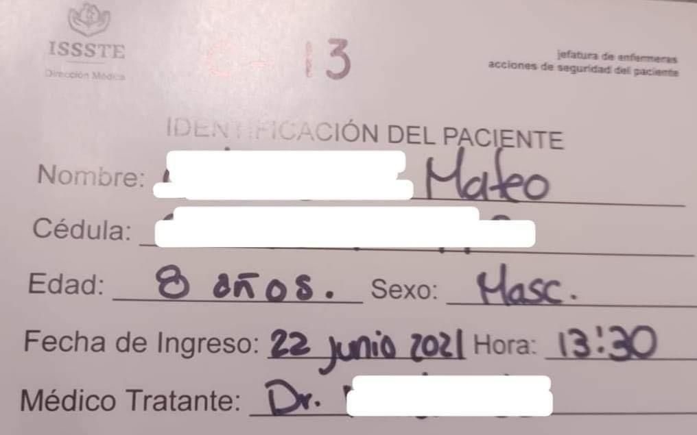 Con pocas posibilidades de recuperarse, Mateo fue ingresado de urgencia