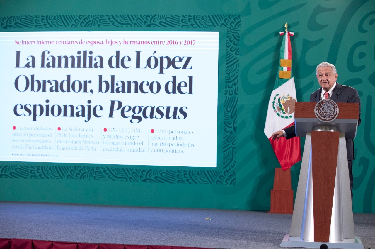 AMLO aseguró que en su gobierno no se espía a nadie, y si existe un contrato vigente con NSO Group, creador del software de espionaje Pegasus se cancelará