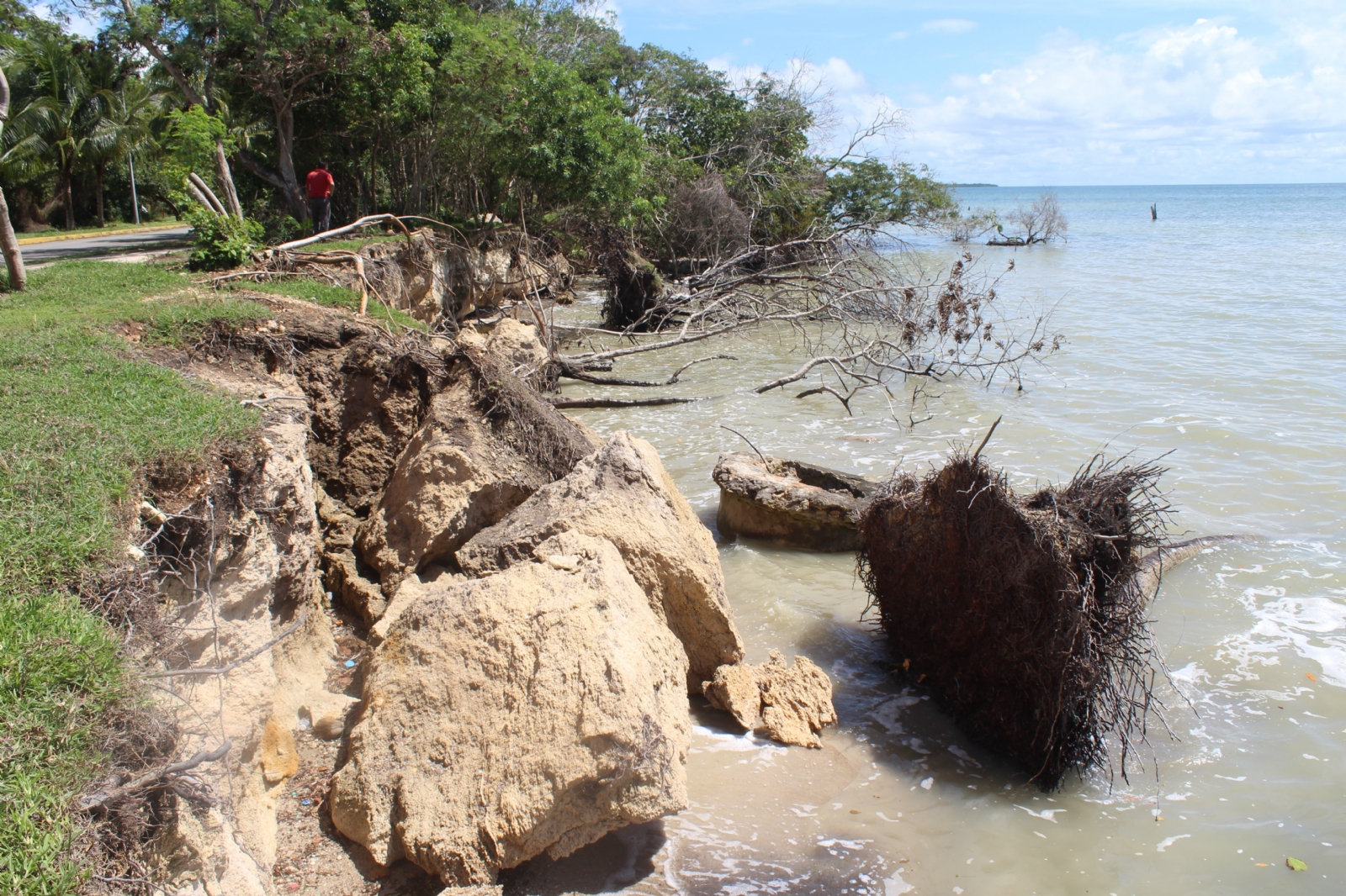 Al no tener una barrera natural contra a erosión, el desgajamiento de tierra del Boulevard Bahía en Chetumal aumenta Al no tener una barrera natural contra a erosión, el desgajamiento de tierra del Boulevard Bahía en Chetumal aumenta