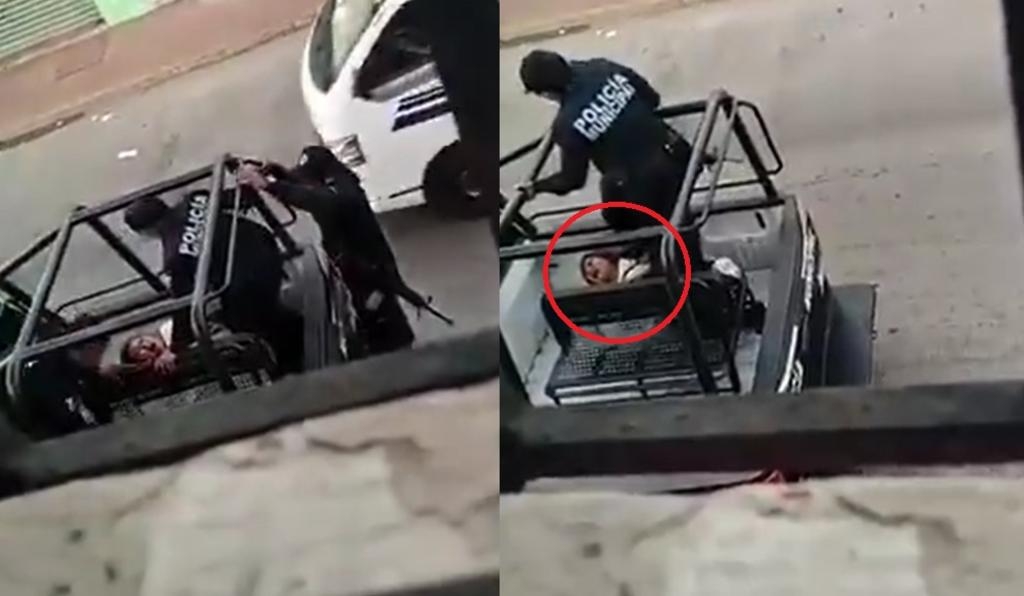 Exhiben a policías golpeando a una mujer que detuvieron en Tabasco