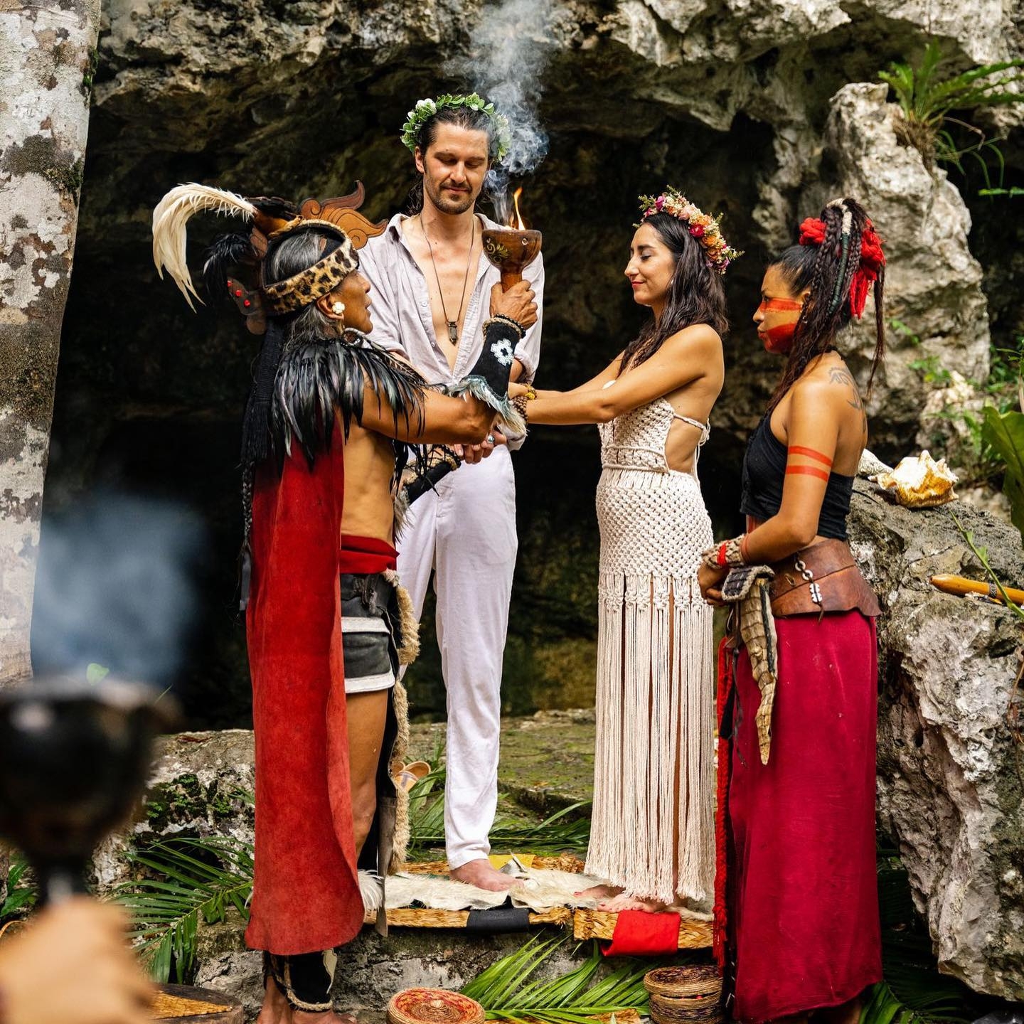 Novios se casan bajo el antiguo rito de los mayas en la selva de Tulum: FOTOS