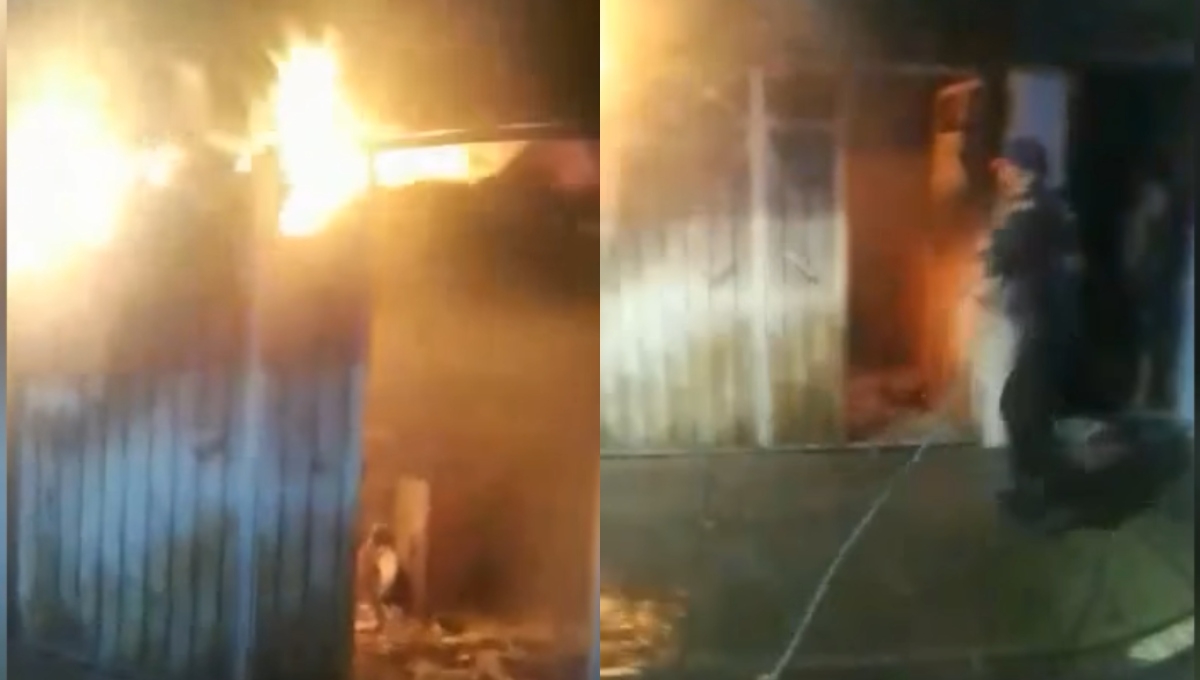 En el lugar derribaron la puerta con ayuda de vecinos, quienes comenzaron a lanzar agua, con cubetas que los lugareños proporcionaron En el lugar derribaron la puerta con ayuda de vecinos, quienes comenzaron a lanzar agua, con cubetas que los lugareños proporcionaron