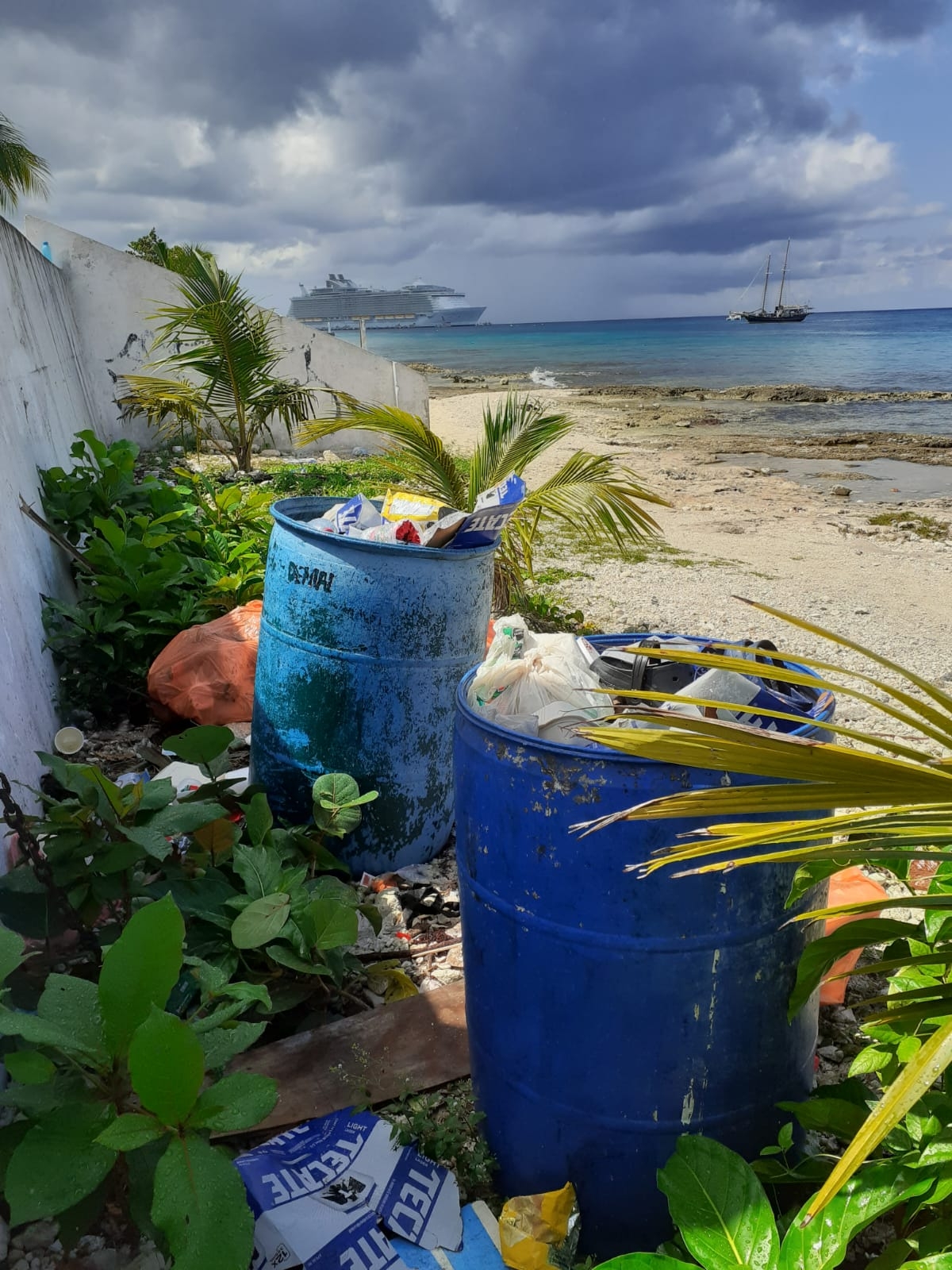 Tambos repletos de basura y bolsas aparecen en pleno Centro Turístico de Cozumel