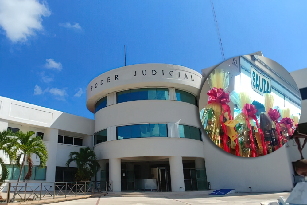 Entre los productos que incluyen dentro de las canastas navideñas del Poder Judicial de Q.Roo son botellas de whisky, vino tinto y sidra espumosa
