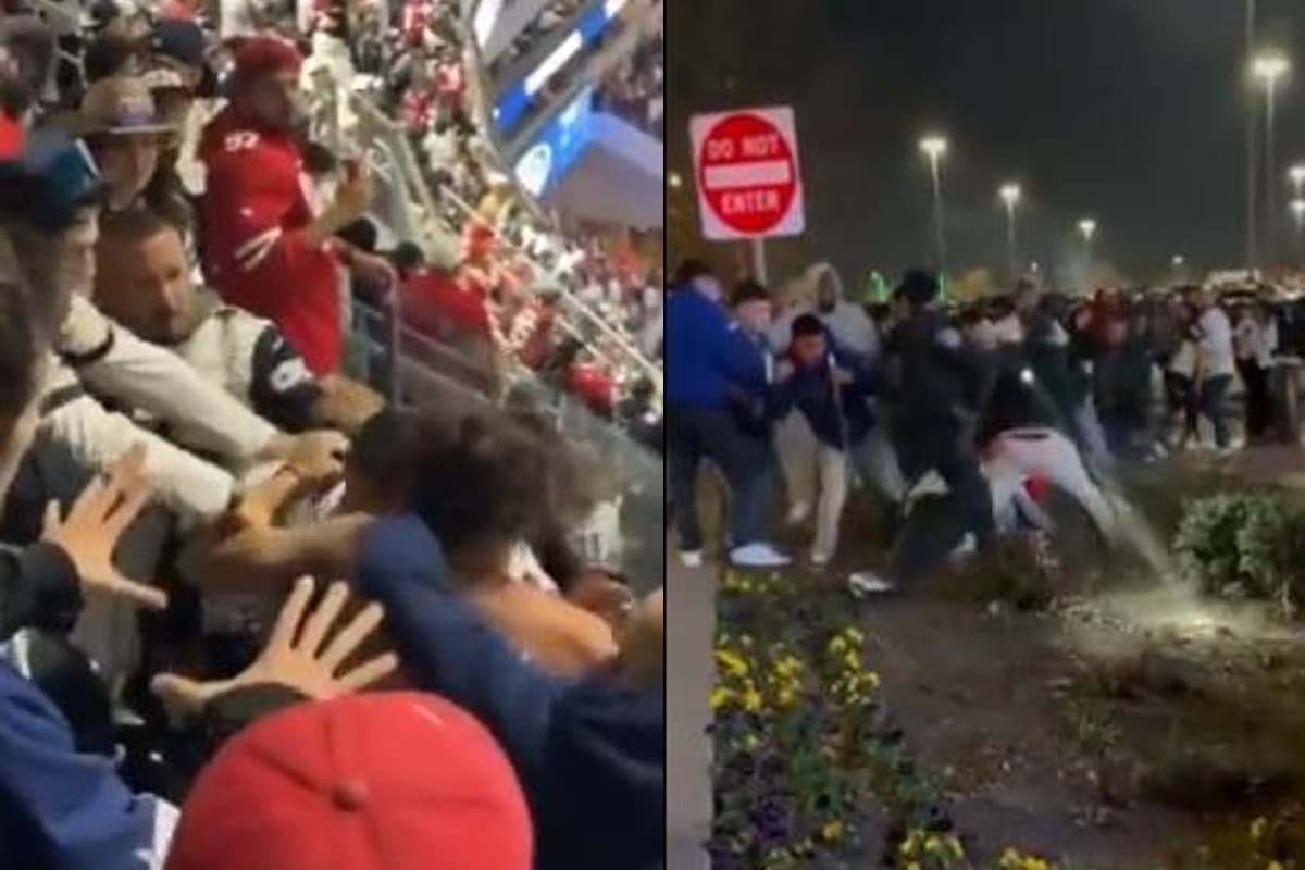 Los aficionados de los Cowboys se agarraron a golpes entre ellos Los aficionados de los Cowboys se agarraron a golpes entre ellos