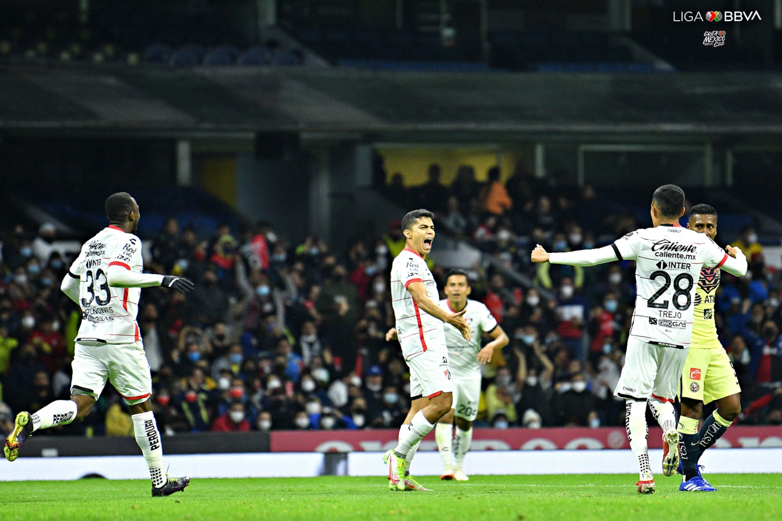 Diego Barbosa celebra el primer gol del partido. Foto: @AtlasFC