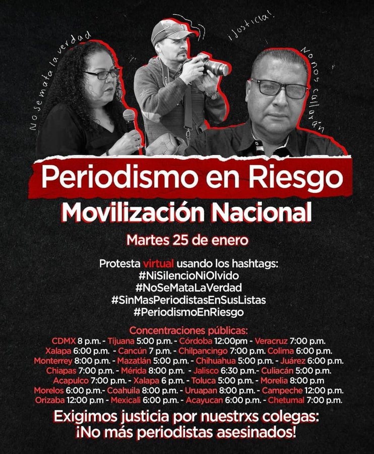 “Periodismo en Riesgo”, convocan a marcha nacional tras asesinato de comunicadores “Periodismo en Riesgo”, convocan a marcha nacional tras asesinato de comunicadores