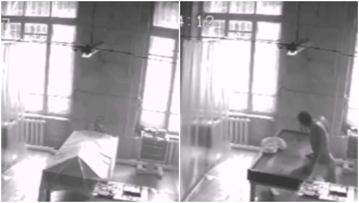 En el video se observa al fallecido, quien se encuentra acostado en una camilla y cubierto de pies a cabeza con una manta blanca, moverse poco a poco En el video se observa al fallecido, quien se encuentra acostado en una camilla y cubierto de pies a cabeza con una manta blanca, moverse poco a poco