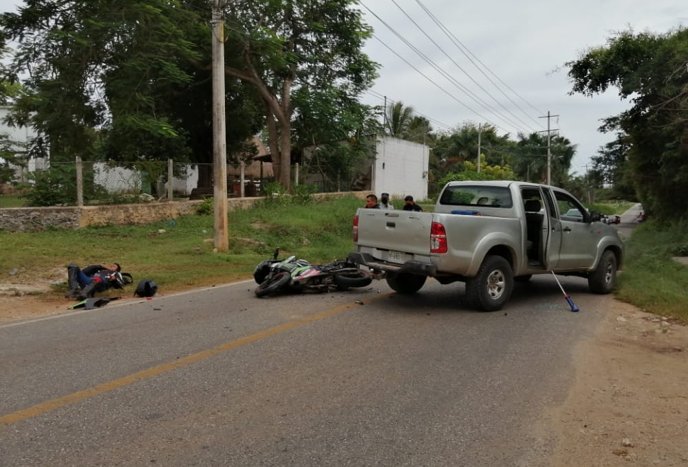 Motociclista pierde parte de la mano al accidentarse en Tizimín