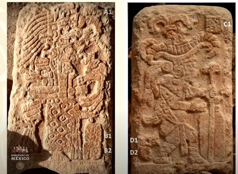 Hallan estela con deidades mayas en Uxmal, Yucatán