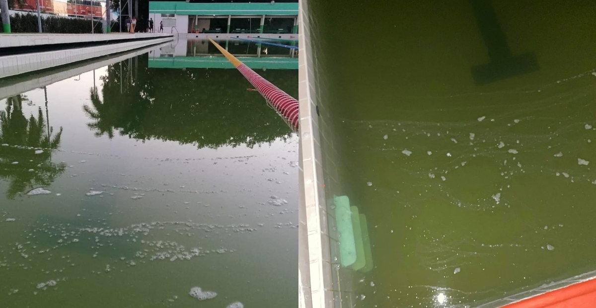 El agua de la alberga olímpica de la Unidad Deportiva ‘20 de Noviembre’ de Campeche presenta un estado insalubre