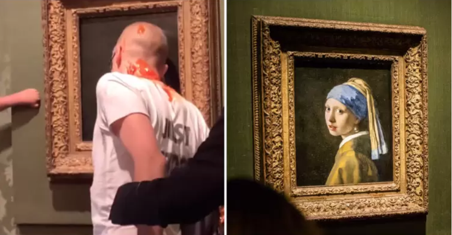 Vandalizaron la pintura "La joven de la perla" de Johannes Vermeer en un museo de La Haya. Vandalizaron la pintura "La joven de la perla" de Johannes Vermeer en un museo de La Haya.