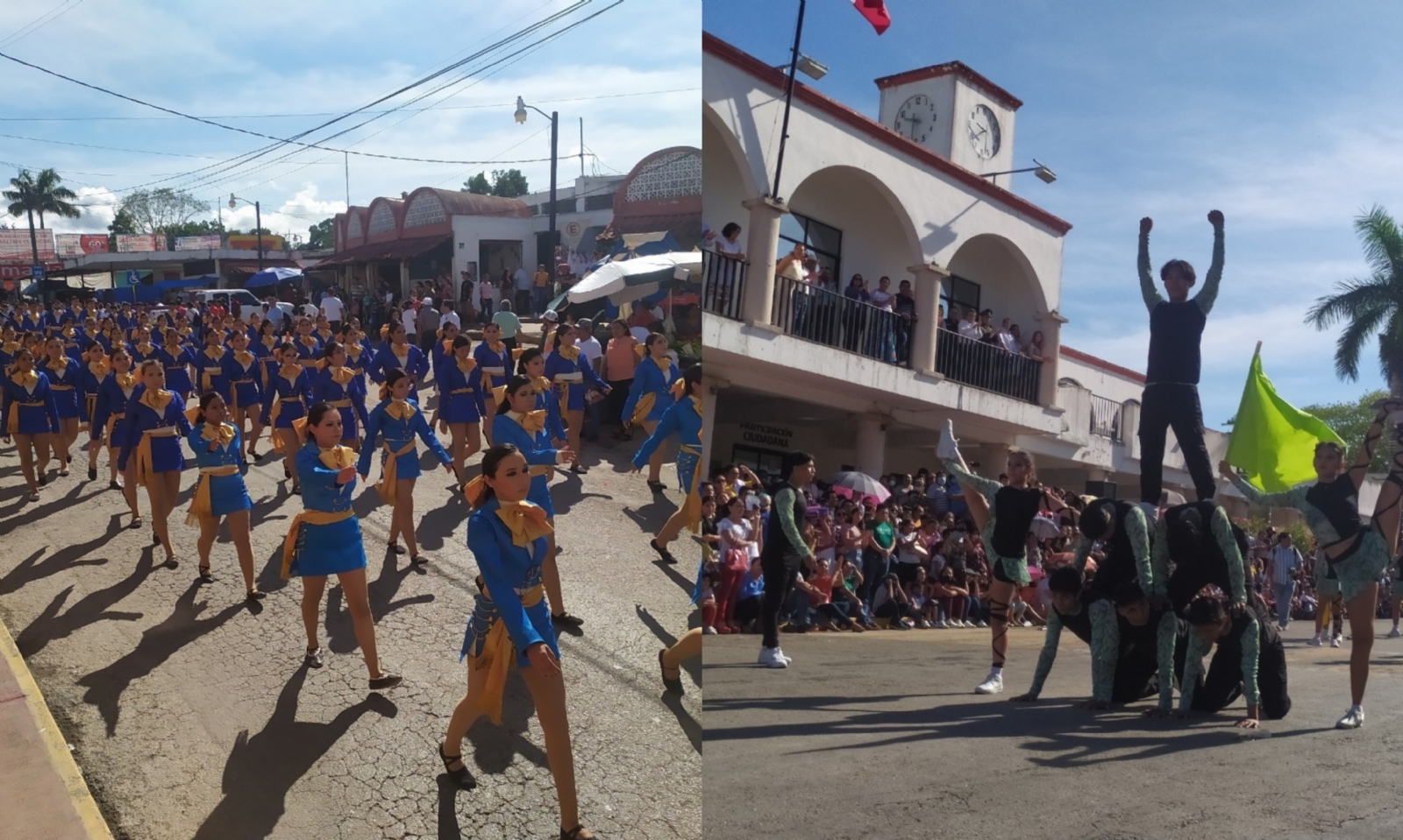 Atletas medallistas de Tizimín encabezaron varios contingentes del desfile