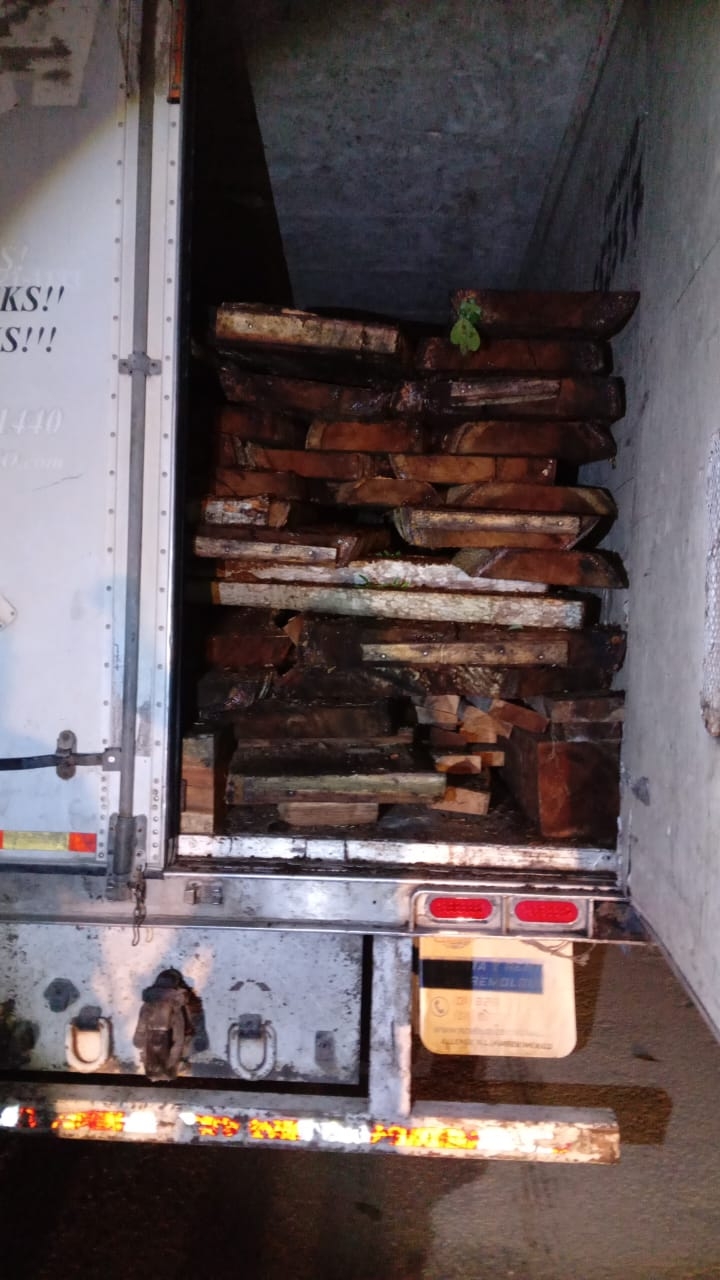 El tráiler llevaba como carga de madera de parota El tráiler llevaba como carga de madera de parota