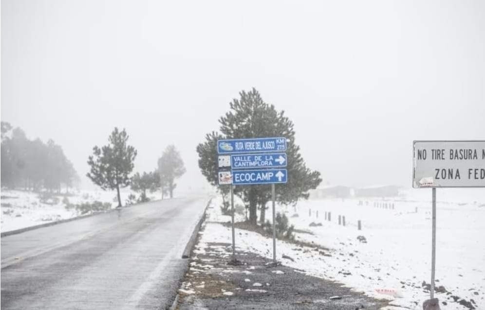 El Ajusco permanece con una capa de nieve durante la tarde de este domingo El Ajusco permanece con una capa de nieve durante la tarde de este domingo