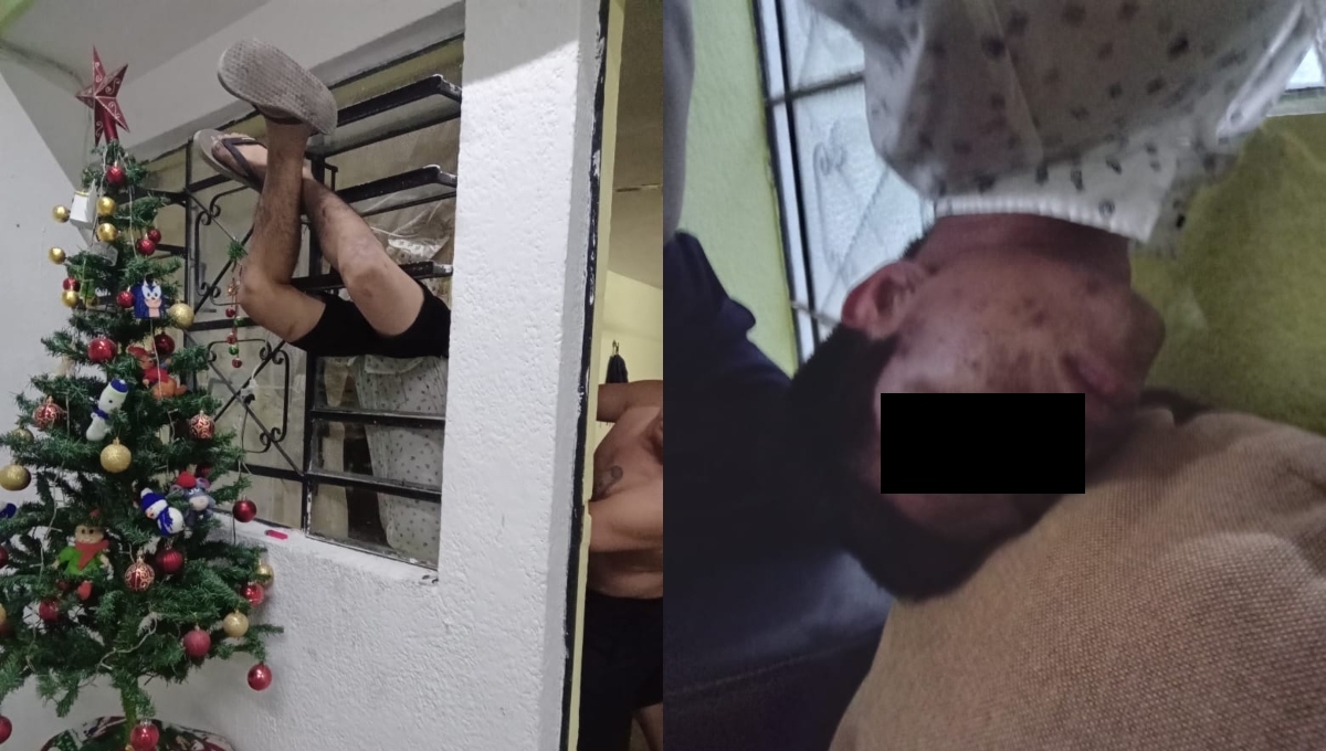 El hombre se quedó con medio cuerpo afuera de la ventana El hombre se quedó con medio cuerpo afuera de la ventana