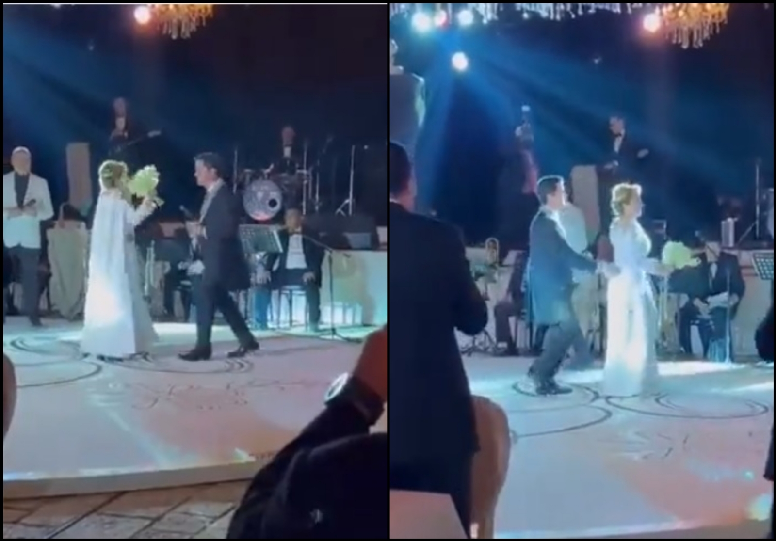 La pareja recorrió toda la pista de baile en su primera canción como esposos La pareja recorrió toda la pista de baile en su primera canción como esposos