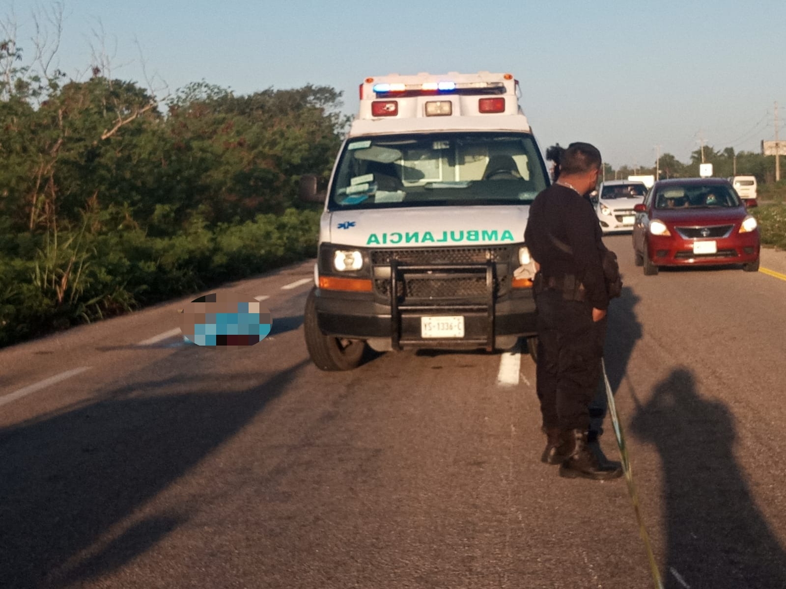 Al lugar de los hechos arribaron las unidades de la Policía Municipal de Motul y Baca, Al lugar de los hechos arribaron las unidades de la Policía Municipal de Motul y Baca,