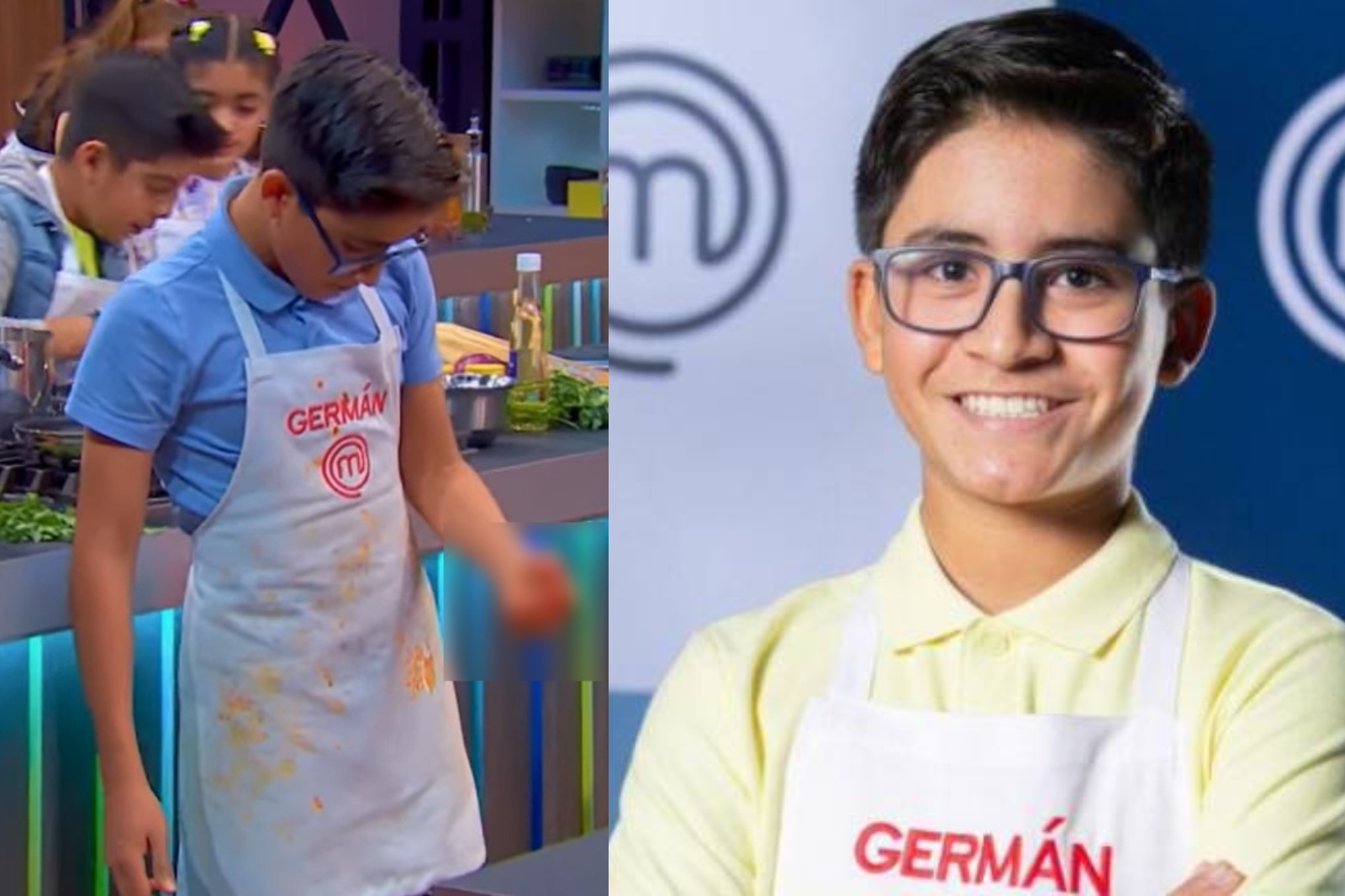 El hijo del cantante Germán Montero sufrió un dolor de rodilla, lo que causo que se distrajera mientras cortaba en MasterChef Junior México