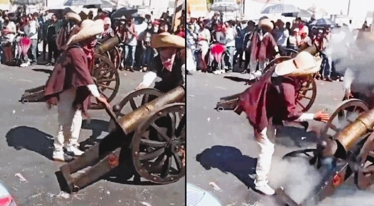 Los danzantes utilizan cañones para representar batallas históricas en el Carnaval de Huejotzingo. Foto: Especial Los danzantes utilizan cañones para representar batallas históricas en el Carnaval de Huejotzingo. Foto: Especial
