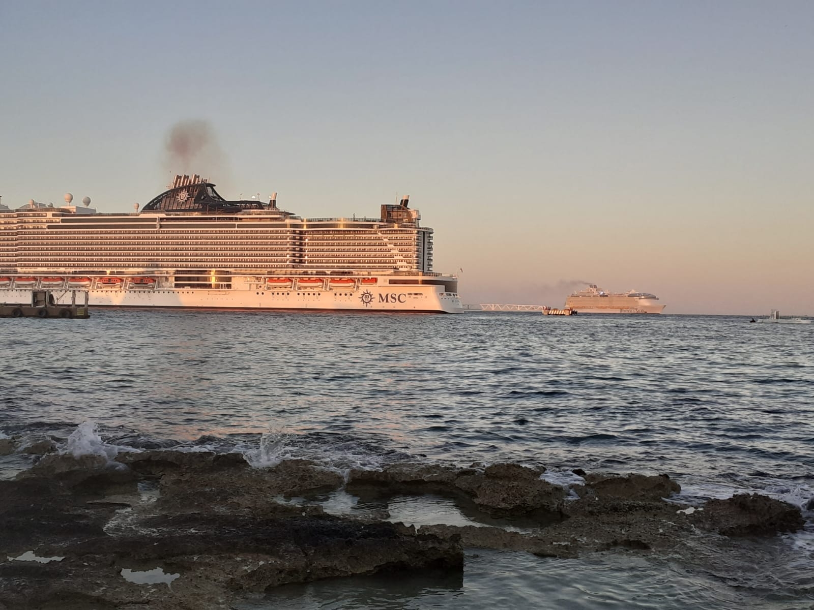 El barco tiene una capacidad para siete mil personas y en su interior cuenta con piscinas gigantes con simulador de olas El barco tiene una capacidad para siete mil personas y en su interior cuenta con piscinas gigantes con simulador de olas