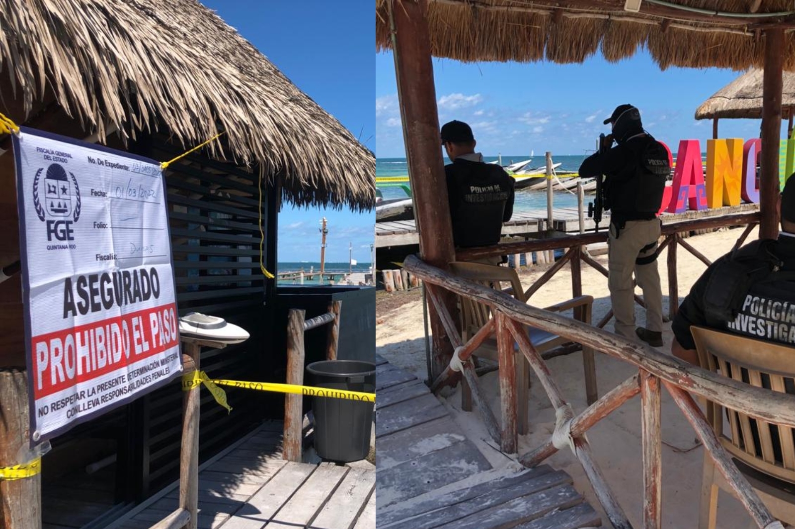 Los elementos de la Policía de Investigación vigilan las instalaciones de Marina Chac Chi en la Zona Hotelera de Cancún Los elementos de la Policía de Investigación vigilan las instalaciones de Marina Chac Chi en la Zona Hotelera de Cancún