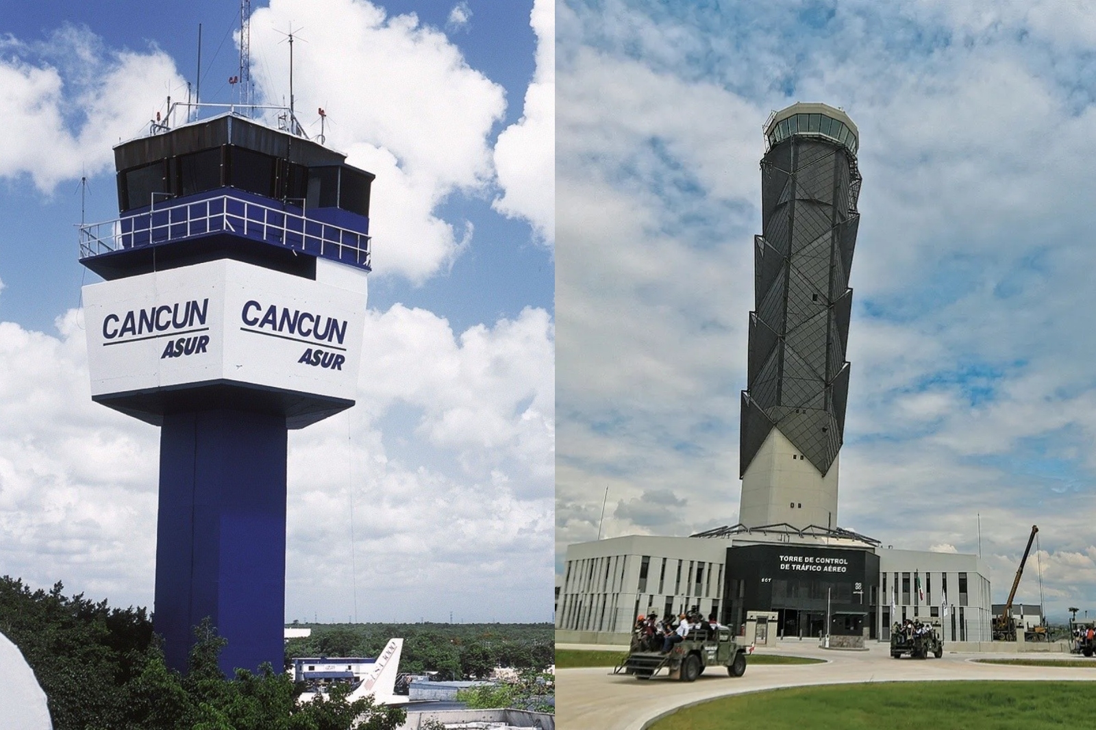 Las torres de contro del aeropuerto de Cancún y del AIFA son de las más altas en todo México, según la Seneam
