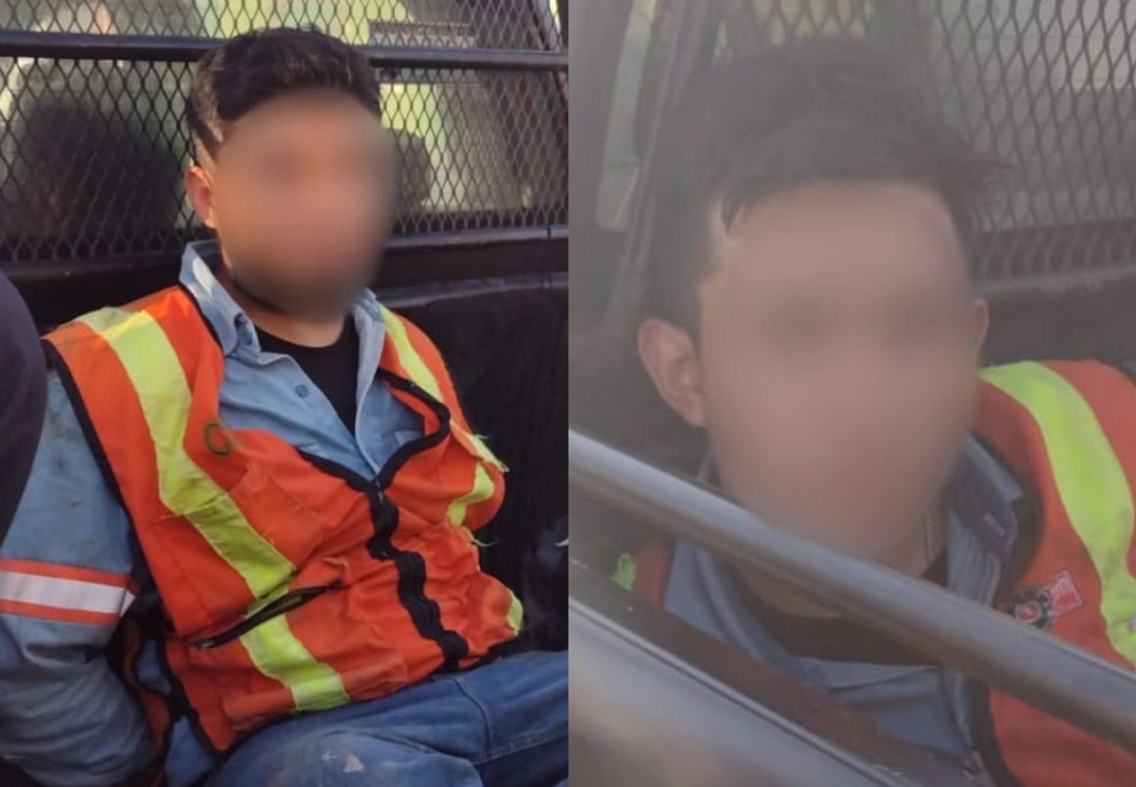 Los hombres portaban uniformes y cascos de la CFE cuando fueron detenidos por la policía de Campeche