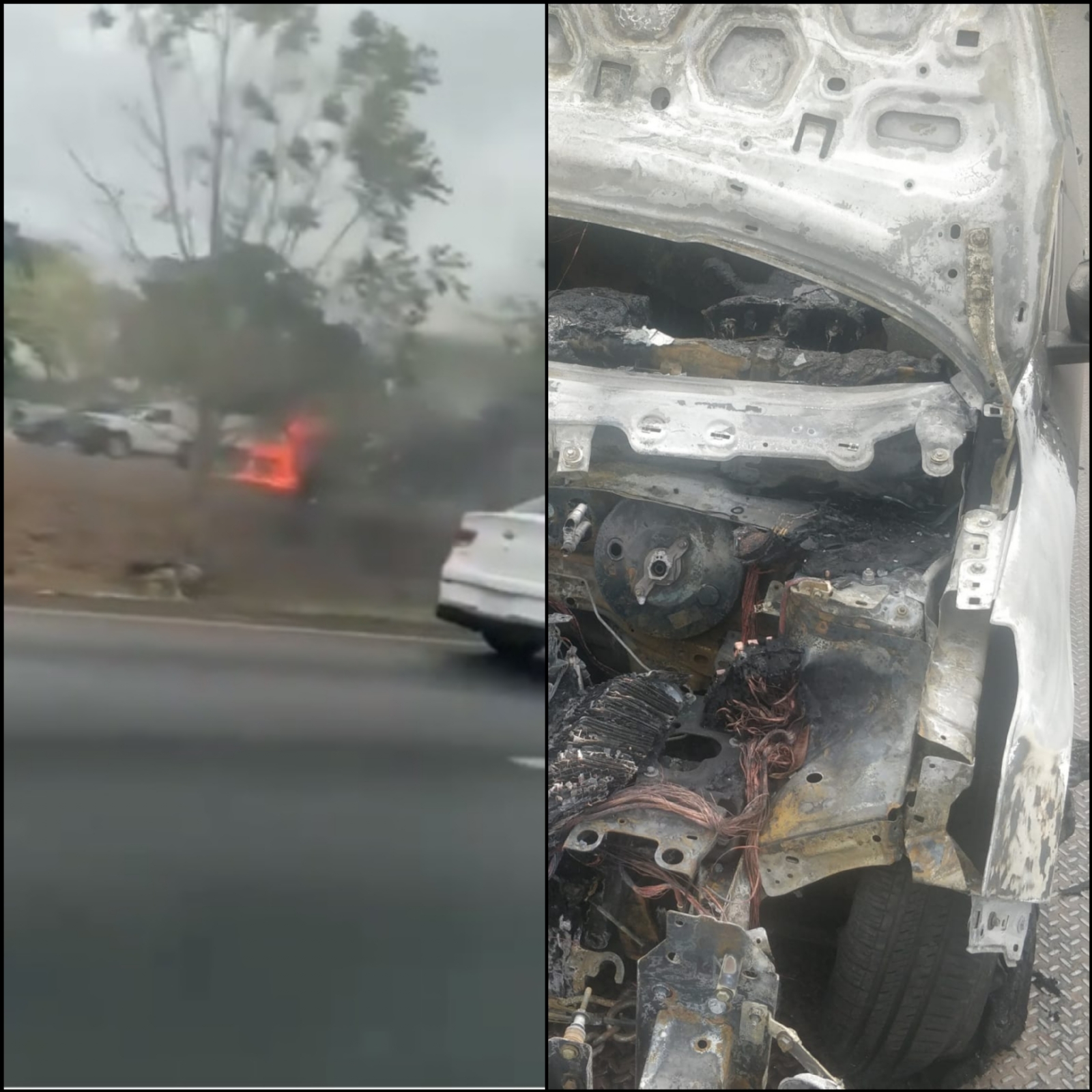 En un video en redes se ve el momento exacto del incendio del automóvil