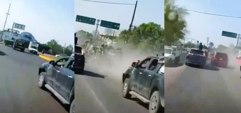 El comando armado persiguió al convoy militar por la autopista Siglo XXI. Foto: Captura de pantalla