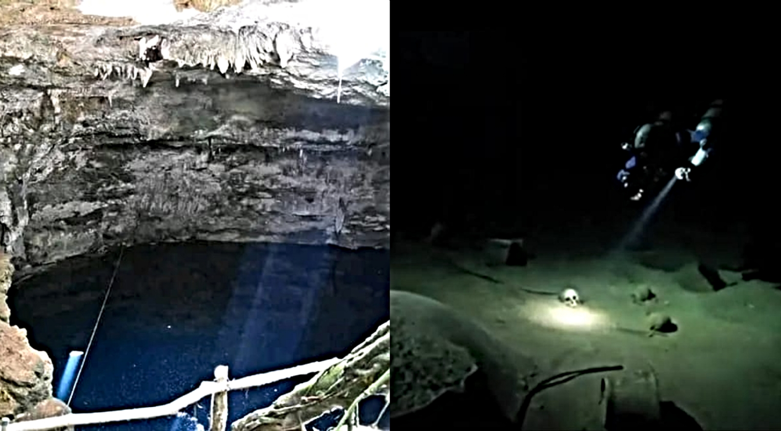 Buzos estadounidenses hallan tesoros mayas y cráneos en el fondo de un cenote de Yucatán: VIDEO