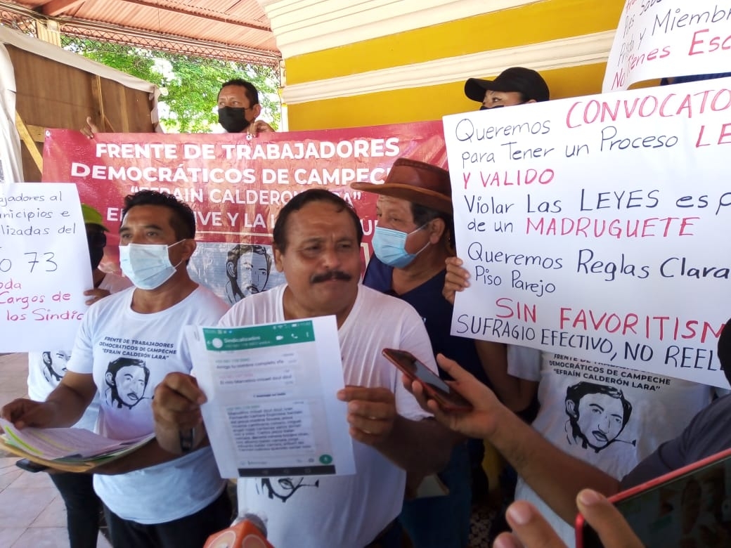 Sindicalizados del Ayuntamiento de Campeche denuncian elección a modo