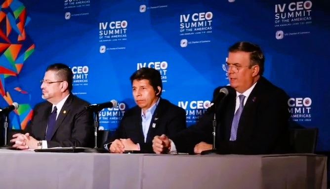 Marcelo Ebrard participó en la mesa por la sustentabilidad oceánica convocada por el presidente de Chile, Gabriel Boric. Foto: Captura de pantalla Marcelo Ebrard participó en la mesa por la sustentabilidad oceánica convocada por el presidente de Chile, Gabriel Boric. Foto: Captura de pantalla