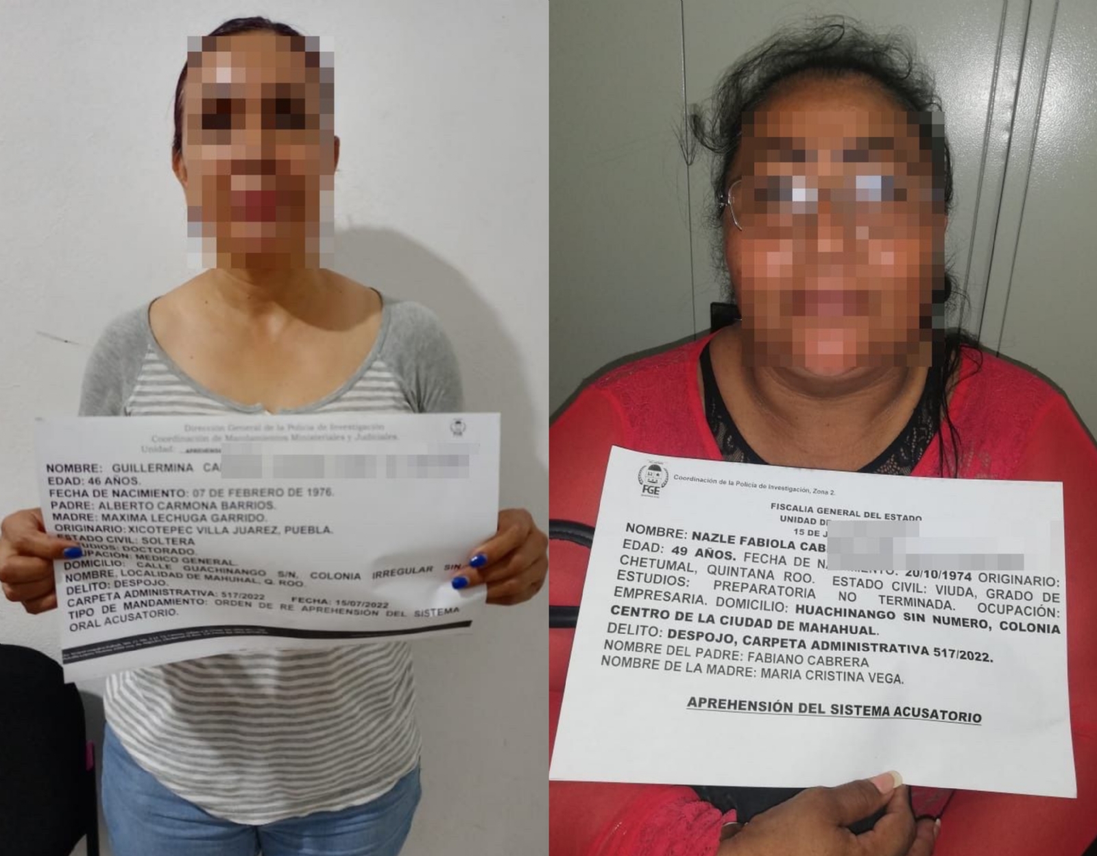 A las detenidas se les acusa de construir en predios de patrimonio Estatal