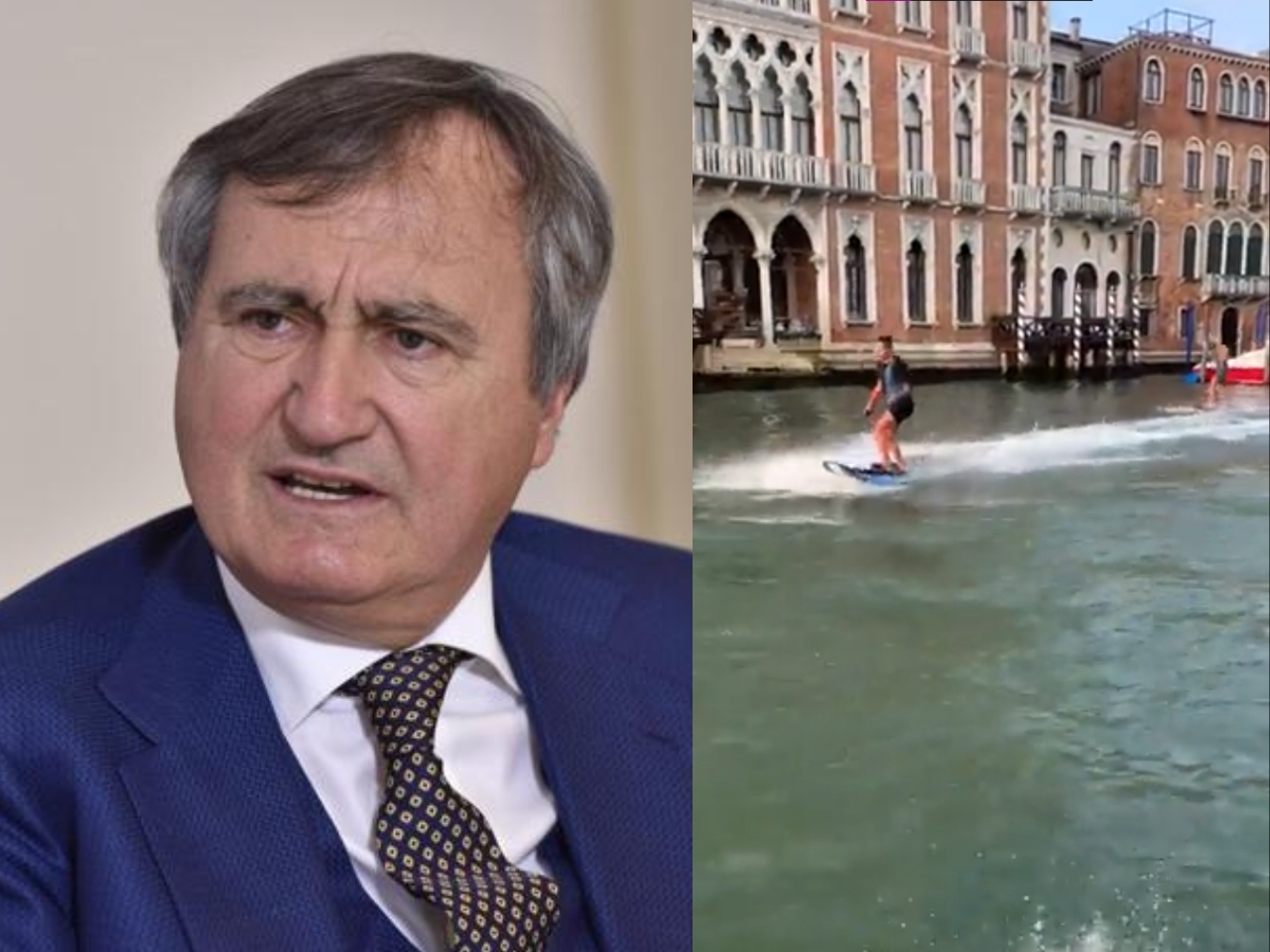 Luigi Brugnaro agradeció a la gente que colaboró para encontrar a los turistas que surfearon en uno de los canales de Venecia Luigi Brugnaro agradeció a la gente que colaboró para encontrar a los turistas que surfearon en uno de los canales de Venecia