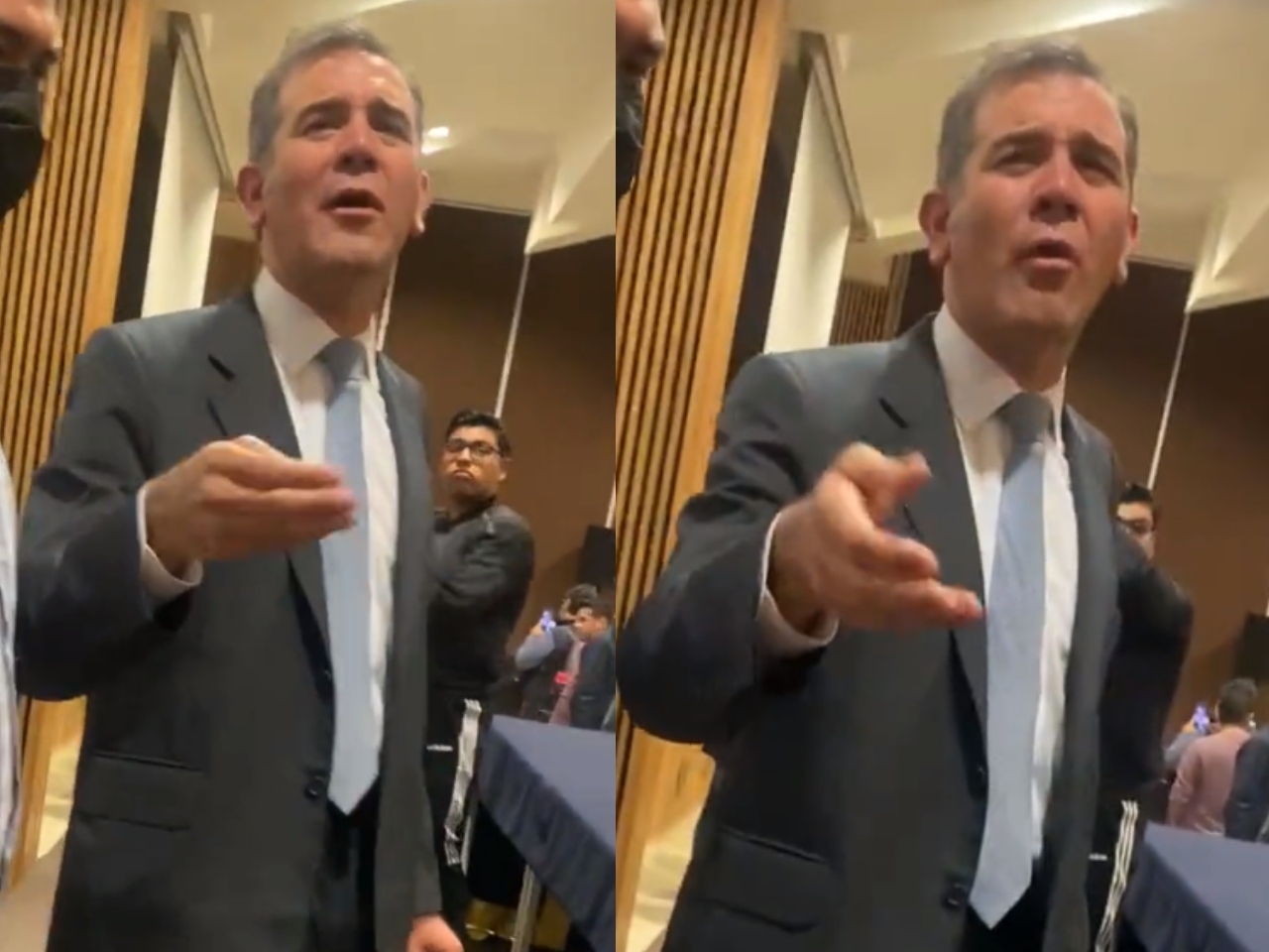 Lorenzo Córdova se observó molesto tras las recriminaciones hechas por un alumno de la UNAM durante su visita a la máxima casa de estudios del país