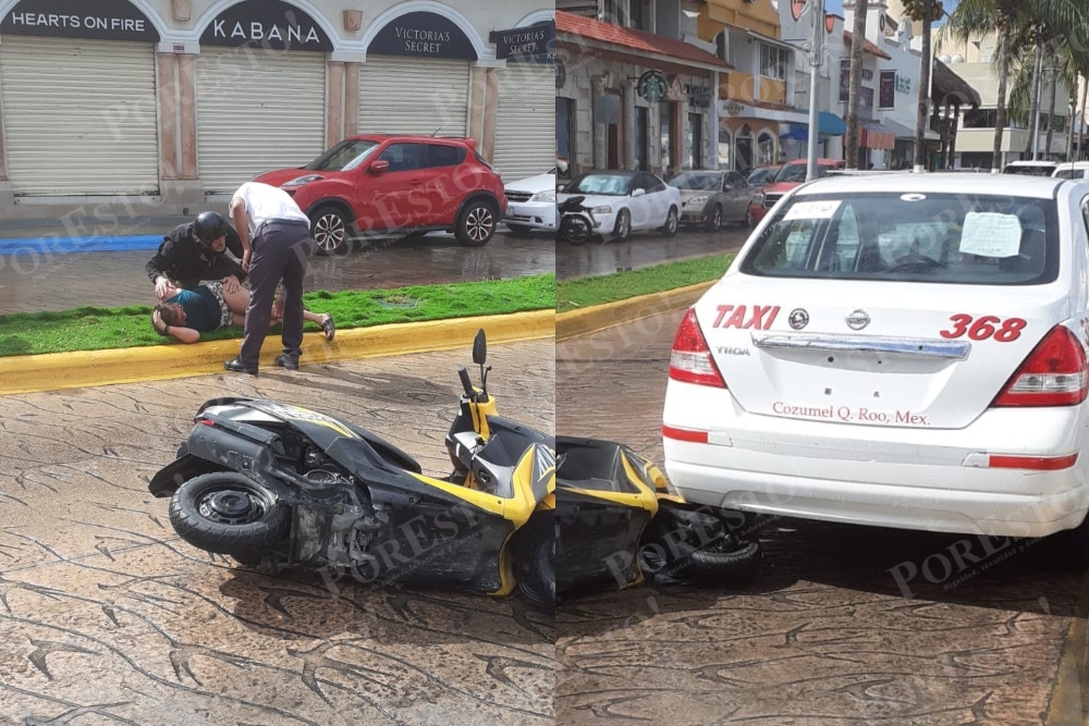 La turista fue ayudada por testigos del accidente en Cozumel para que pudiese recostarse en el camellón, donde indicaba tener fuertes dolores La turista fue ayudada por testigos del accidente en Cozumel para que pudiese recostarse en el camellón, donde indicaba tener fuertes dolores