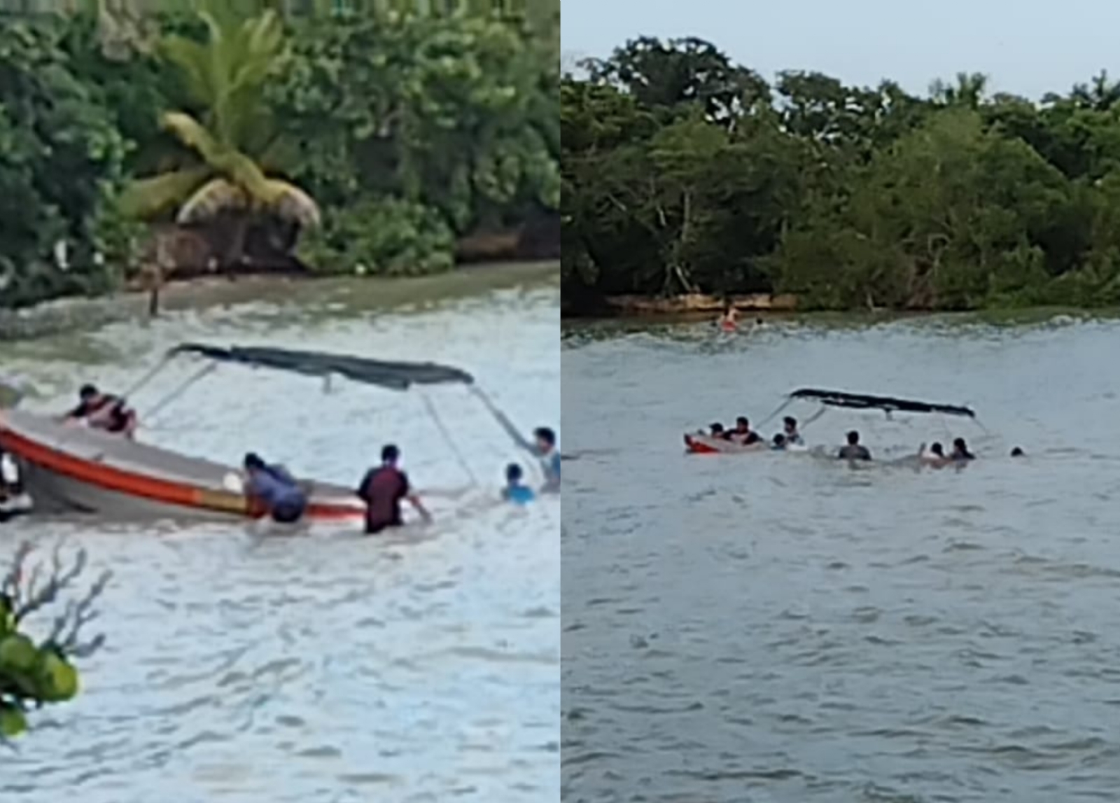 Fue a través de un volquete como pudieron rescatar a la embarcación del fondo de agua