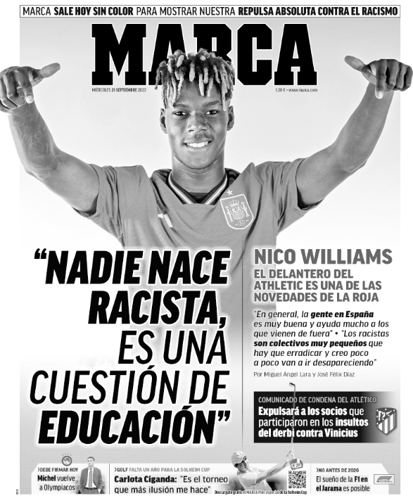 Diario Marca en Madrid publica la edición completa de este miércoles en blanco y negro